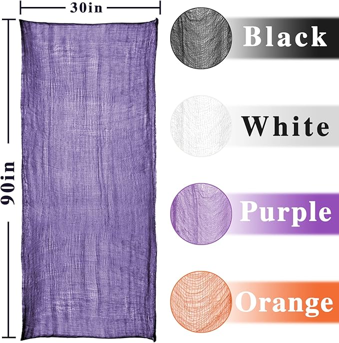 Halatool 30 X 90 in Halloween Creepy Cloth, 4 PCS Multi-Color Spooky Cheesecloth Scary Hanging Gauze Decor for Halloween Party Supplies Haunted Houses Windows Doorways Indoors & Outdoors