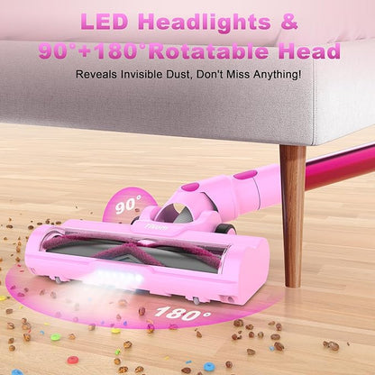 Tikom V500 Cordless Vacuum Cleaner for Home, 40000Pa/450W Stick Vacuum with LED Touch Screen, Charging Wall Dock, Anti-Tangle, Lightweight Handheld Vacuum for Pet Hair, Hard Floor, Carpet