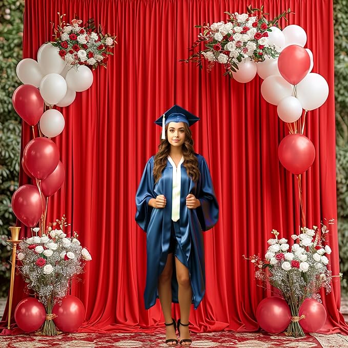 10x10 Red Backdrop Curtain for Parties Wedding Wrinkle Free Red Photo Curtains Backdrop Drapes Fabric Decoration for Birthday Party Baby Shower Christmas 5ft x 10ft,2 Panels