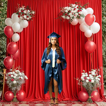 10x10 Red Backdrop Curtain for Parties Wedding Wrinkle Free Red Photo Curtains Backdrop Drapes Fabric Decoration for Birthday Party Baby Shower Christmas 5ft x 10ft,2 Panels