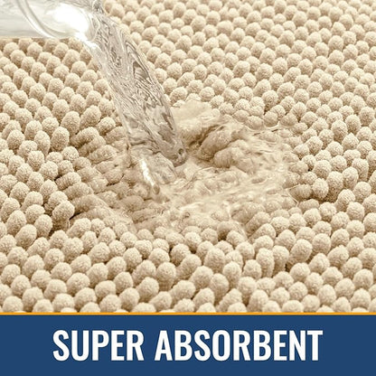 Arotive Bathroom Toilet Rugs U Shaped 20x20, Extra Soft Absorbent Shaggy Chenille Contour Bath Rugs for Toilet, Machine Washable Non-Slip Contoured Bath Mats, Beige