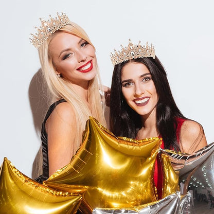 TAROSE Silver Tiaras for Women and Girls, Crystal Gold Crowns for Women, Hair Accessories for Bride/Halloween/Prom/Birthday