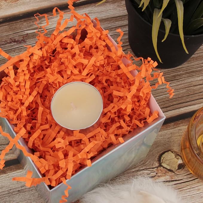 Orange Crinkle Cut Paper Shred 2 LB Gift Basket Filler Easter Egg Grass
