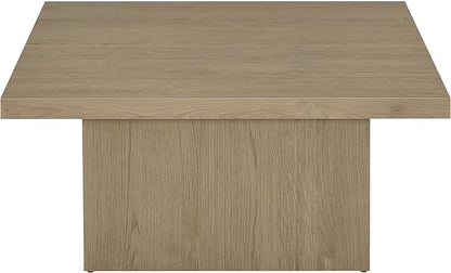Coaster Home Furnishings - Devar - Wood - Square Coffee Table with Plinth Base, Geometric Design and Transitional Style - Living Room - Latte - 710918