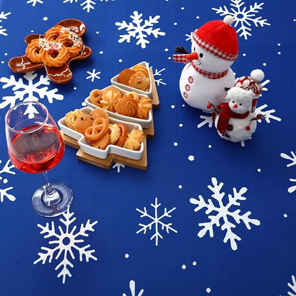 Oudain 2 Pcs Christmas Snowflake Stretch Table Cover 6 Feet Snowflake Xmas Spandex Table Clothes Christmas Trees Party Decorations for Holiday Party Celebration Picnic Dinner Decor