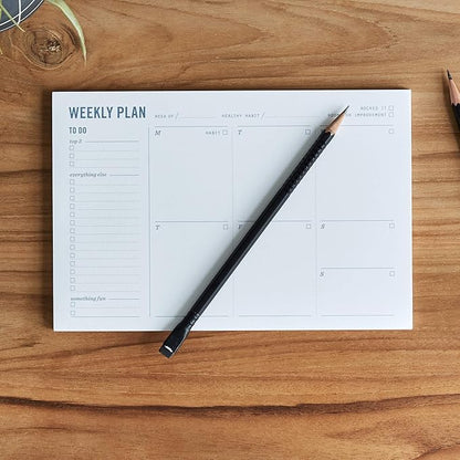 Weekly Planner Pad - Undated 6x9" Weekly To-Do List Notepad with Calendar and Task List, Perfect Desk Organizer for School & Work | 50 Tear Off Sheets