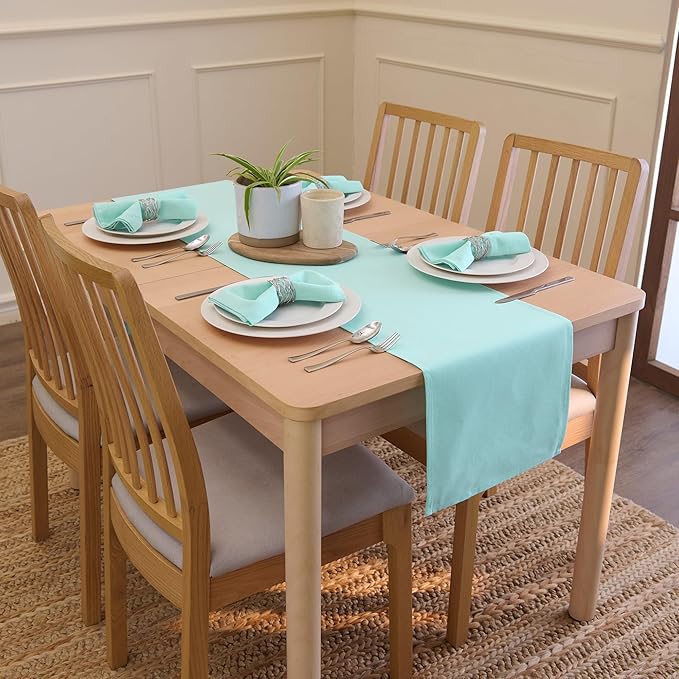 Encasa XO Egg Blue Cloth Napkins Set of 6, 17"x17" | Solid Color Cotton Dinner Napkins | Washable & Reusable Napkins for Dining Table Fall Decoration, Holiday & Christmas Festivals