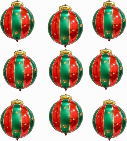 Ballooons Set Hanging Ball Balloons Xmas Mylar Red Green Balloons Kit for Christmas-Themed Party Birthday Party Supplies Decorations 9 PCS
