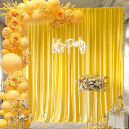 8 x 10 ft Yellow Backdrop Curtains for Party Photo Background Curtains Wrinkle Free Drapes Lemon Yellow Polyester Curtains Backdrop for Baptism Wedding Baby Shower Birthday Events, 2 Panels