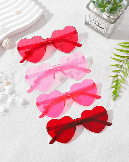 40 Pairs Heart Shaped Sunglasses Bulk, Colorful Rimless Fun Heart Sunglasses for Women Party Favors