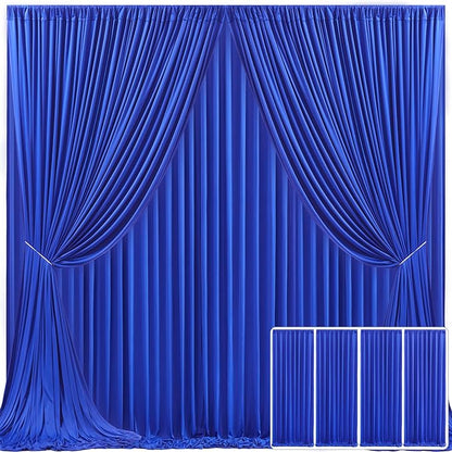 4 Panels Royal Blue Backdrop Curtain for Parties Wrinkle Free Blue Photo Curtains Backdrop Drapes Fabric Decoration for Wedding Birthday Party Baby Shower 20ft(W) x 10ft(H)