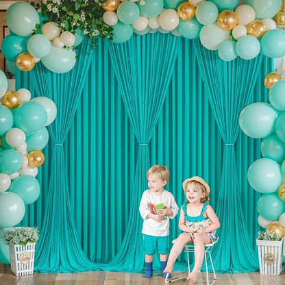 8 Panels Turquoise Backdrop Curtain for Parties Wedding Wrinkle Free Mermaid Photo Backdrops Drapes Background Fabric Decoration for Baby Shower Birthday Party 40ft(W) x 10ft(H)