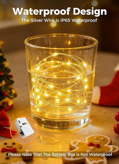 btfarm Fairy Lights Battery Operated with Timer, 12 Pack 3 Modes Twinkle String Light Indoor, 2M 20LED Waterproof Mini Bulk Lights Silver Wire for Mason Jars Christmas Bedroom Centerpiece, Warm White