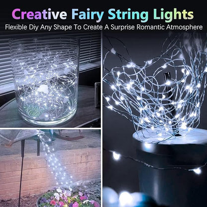2 Pack 60 LED Christmas Fairy Lights Battery Operated with Timer, 20FT Waterproof Twinkle Lights Indoor Outdoor, String Lights for Bedroom, Wedding, DIY, Centerpiece, Christmas Decorations(Cool White)