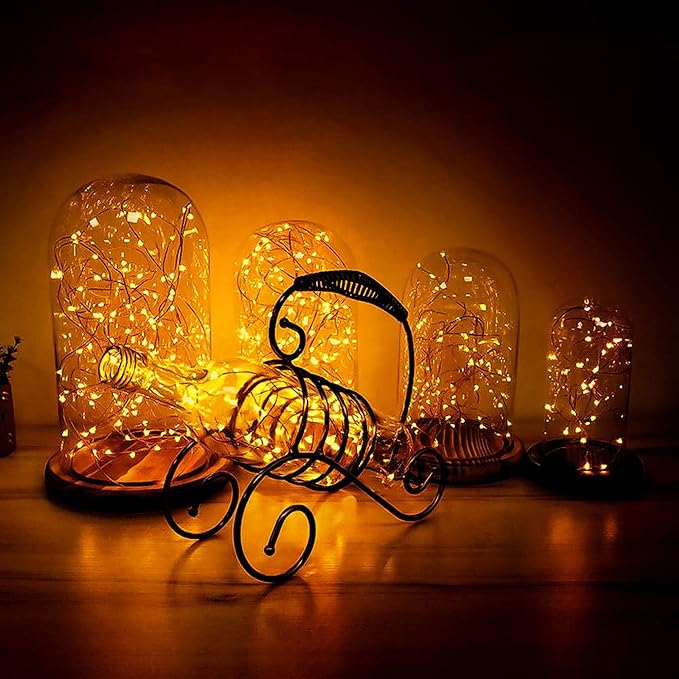 Joomer Battery String Lights, 4 Pack Total 64FT 200 LED Battery Operated String Light, Twinkle Fairy Lights with Timer for Home, Garden, Store, Party, Holiday, Indoor Decor(Warm White)