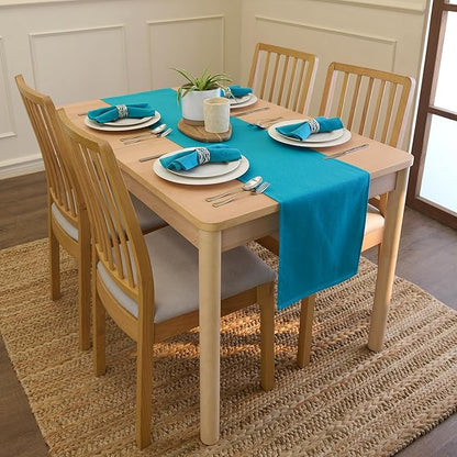 Encasa XO Azul Blue Cloth Napkins Set of 12, 17"x17" | Solid Color Cotton Dinner Napkins | Washable & Reusable Napkins for Dining Table Fall Decoration, Holiday & Christmas Festivals