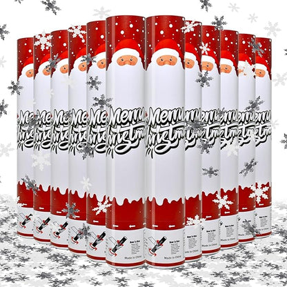 Confetti Cannon Snowflake Confetti Poppers 12Pack for Christmas Decor Party Poppers Xmas White Snowflake Confetti Christmas Party Shooter for Celebration Party Decorations
