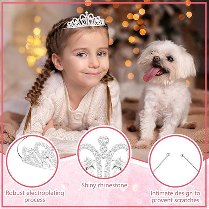 32 Pieces Girls Crystal Tiara Crown Rhinestone Tiara Headband Crystal Princess Tiaras Silver Heart Crown Headband for Wedding Prom Birthday Party Hair Jewelry (Pretty Style)
