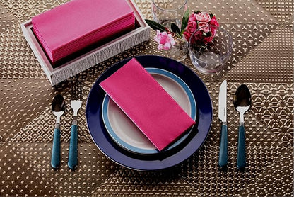 Fuchsia Napkins | Linen Feel Guest Disposable Cloth Like Paper Lunch Napkins | Hand Towels | Soft, Absorbent, Paper Hand Napkins for Kitchen, Bathroom, Parties, Weddings, Dinners Or Events | 50 Pack