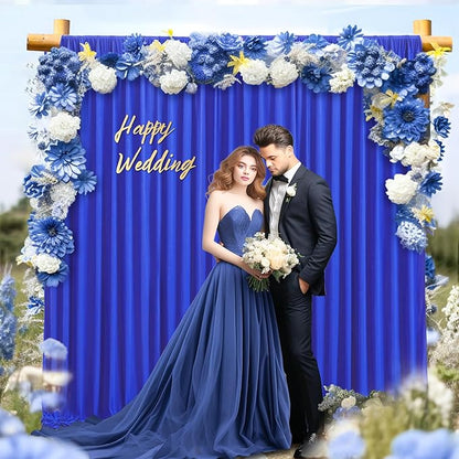 16 x 10ft Royal Blue Backdrop Curtains 4 Panels for Graduations Retirement Photo Backdrop Drapes No-Wrinkle Polyester Curtain Panels Soft Long Curtains Backdrop for Birthday Party Wedding Baby Shower