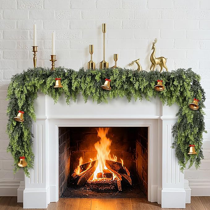 6FT Real Touch Christmas Cedar Garland – Thickness Faux Greenery Garland for Mantel, Fireplace, Table & Doorway | Realistic Indoor Outdoor Holiday Décor (1 Pack)