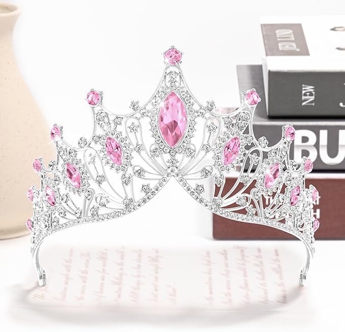 TAROSE Silver Tiaras for Women and Girls, Crystal Gold Crowns for Women, Hair Accessories for Bride/Halloween/Prom/Birthday