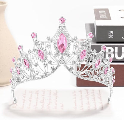 TAROSE Silver Tiaras for Women and Girls, Crystal Gold Crowns for Women, Hair Accessories for Bride/Halloween/Prom/Birthday
