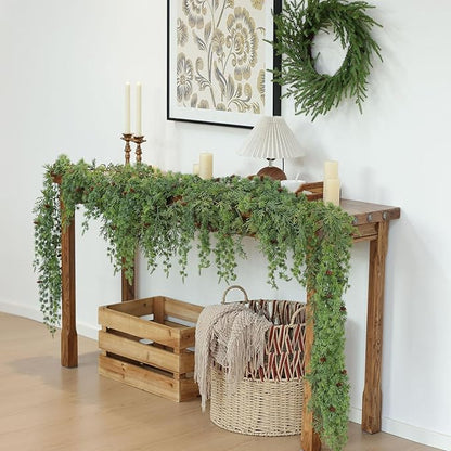 MIZII Christmas Garlands 6 Feet Artificial Pine Garland with Pinecone Hanging Plant Pines Vine Greenery Garland Christmas Decorations for Xmas Fireplace Mantle Home Decor Indoor Outdoor (Hanging Pine)