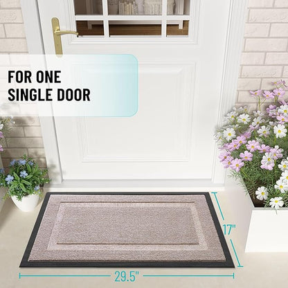 OLANLY Front Door Mat Indoor Outdoor Entrance, Waterproof All-Season, All-Weather Doormat, Sturdy Natural Rubber, Low Profile, Easy Clean Patio Porch Entryway Mat, 59x23, Camel