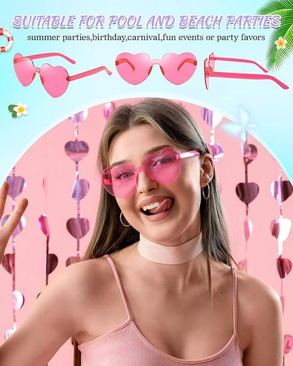 Wholesale 48 Pack Rimless Star/Heart Sunglasses Bulk Adults Unisex, Fun Colorful Star Heart Glasses Party Favors