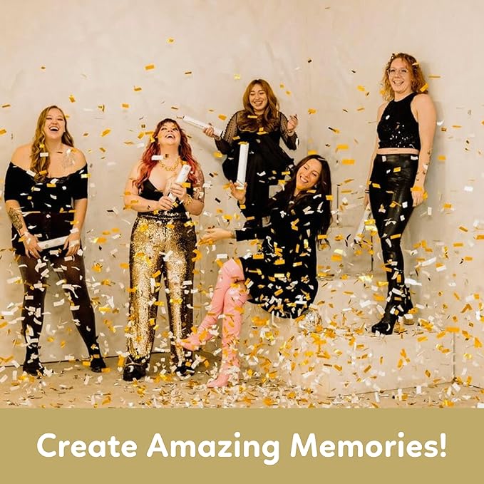 Gold & Silver Confetti Poppers Confetti Cannon | 6 Pack | Party Poppers Decoration for Wedding, Engagement, Graduation, Birthday | Wedding Party Favors | Launches 25 ft | 12 inch | TUR Party Supplies