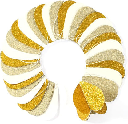 White-Gold Champagne Gold 3D-Heart Garland - 39Ft Christmas Wedding Engagement Hanging Decoration Streamers Banner,Bachelorette Neutral Baby Bridal Shower Valentines Party Decor Ouruola
