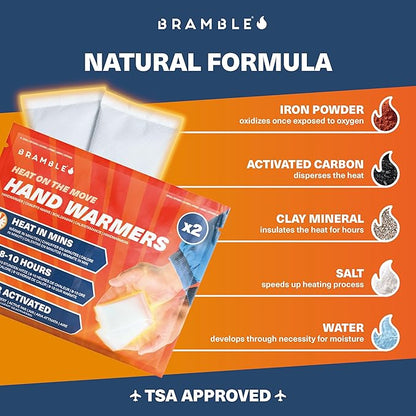 Bramble - Hand Warmers Disposable – Air-Activated Pocket Warmers for Hiking, Skiing, Camping, and Outdoor Activities – Provides Up to 10 Hours of Heat