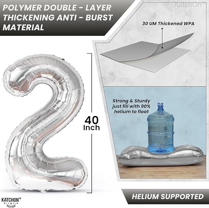 Katchon, Giant 2026 Balloons silver - 42 Inch | New Year Decorations 2026 | Star Foil Balloons for 2026 New Year Party Decorations