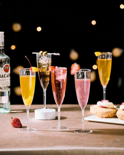 24Pcs Plastic Champagne Flutes,6 Oz Clear Champagne Glasses,Disposable Wine Glasses for Party Wedding Banquet Family Holiday Picnic Cocktail Mimosa Bars Engagements Thanksgiving Christmas Toasting
