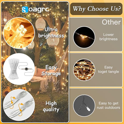 132FT 400 LED Christmas Tree Lights, Bright Warm White Outdoor Christmas String Lights for House, Fairy Lights with 8 Modes, Waterproof & Durable Indoor Outdoor Decor, Timer Included