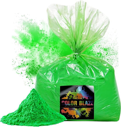 Color Blaze Holi Colored Powder - 5 lbs of Green Powdered Color - for Fun Runs, Color Toss, Rangoli, Powder War, Backyard Party & Festivals - Pack of 1 Colorful Bag - 5 Pounds in Bulk - Green