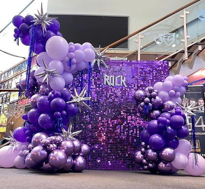 Shimmer Wall Backdrop Purple Square Sequin Wall Panel Backdrop Decor for Wedding, Anniversary, Birthday, Party, 24 Panels