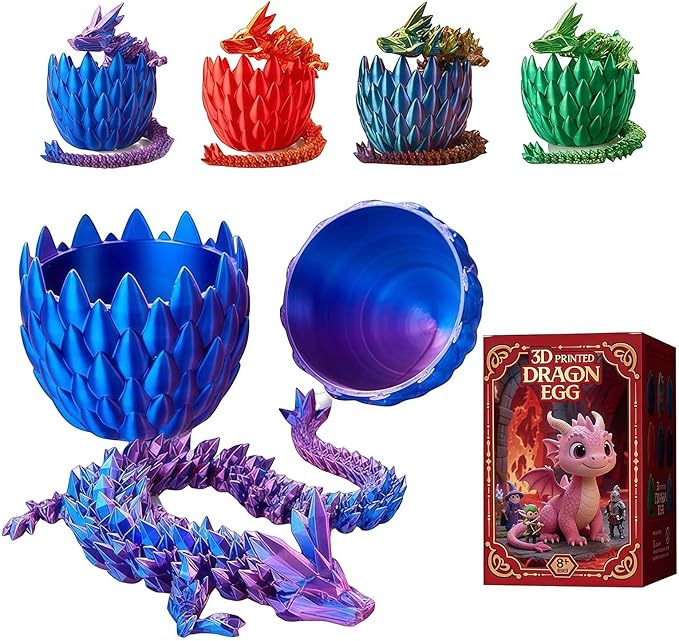 15inch 3D Printed Dragon Eggs Fidget Toys,Mystery Crystal Dragon Egg for Easter Basket Stuffers, Easter Toys & Decor – Unique Easter Basket Essentials for Kids & Collectors