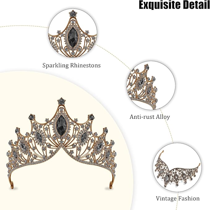 TAROSE Silver Tiaras for Women and Girls, Crystal Gold Crowns for Women, Hair Accessories for Bride/Halloween/Prom/Birthday