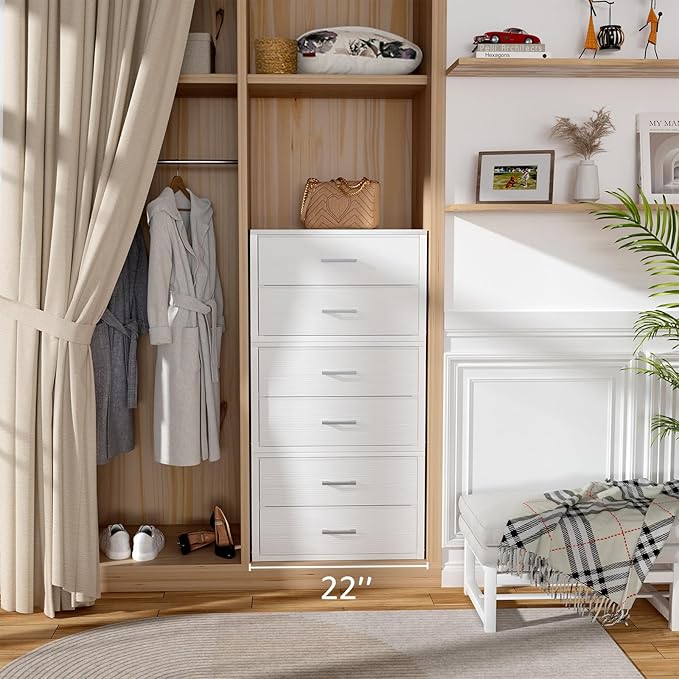 BOLUO Stackable Storage Drawers Closet Organizers and Storage Fabric White 2 Drawer Dresser for Bedroom 2 Packs Modern