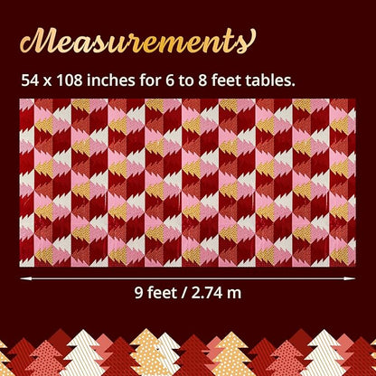 Christmas Tablecloth, 6-Pack Disposable Table Cloths, Red and Gold Christmas Tree Plastic Table Covers, 54 x 108 Inches, Xmas Party Decorations