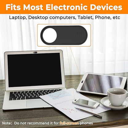 Laptop Camera Cover Slide Cute, Ultra Thin Webcam Cover for iPhone iPad MacBook Pro Computer iMac Cell Phone PC Accessories, Camera Blocker Slider, Great for Privacy (6*Big Black)