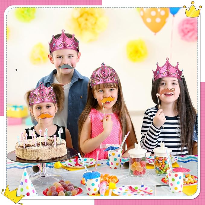 Yaomiao 44 Pcs Foam Crowns for Kids Princess Tiaras Crowns Bulk Diamond Sticker Making Kits for Birthday Party Supplies