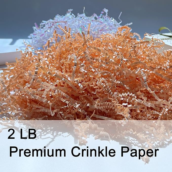 2 LB Champagne Crinkle Cut Paper Shredded Filler for Gift Baskets Easter Grass Party Favors stuffers