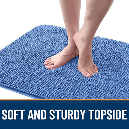 OLANLY Dog Door Mat for Muddy Paws 47x32, Absorbs Moisture and Dirt, Absorbent Non-Slip Washable Doormat, Quick Dry Chenille Mud Mat, Entry Indoor Entryway Carpet for Inside Floor, Cornflower Blue