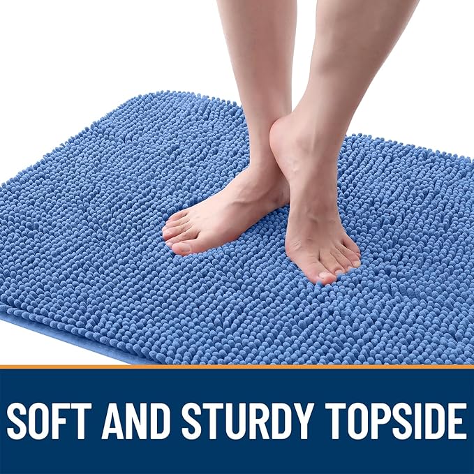 OLANLY Dog Door Mat for Muddy Paws 40x32, Absorbs Moisture and Dirt, Absorbent Non-Slip Washable Doormat, Quick Dry Chenille Mud Mat, Entry Indoor Entryway Carpet for Inside Floor, Cornflower Blue