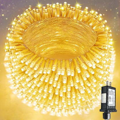 Extra-Long 300LED Christmas Lights Outdoor Indoor, Upgraded Warm White String Lights for Bedroom, Waterproof 13 Modes Plug in Twinkle Fairy String Lights for Home Party Wedding Garden (Warm White)
