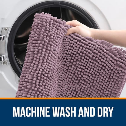 OLANLY Bathroom Rugs 59x24, Extra Soft Absorbent Chenille Bath Rugs, Rubber Backing Quick Dry, Machine Washable Bath Mats for Bathroom Floor, Tub and Shower, Home Decor Accessories, Deep Plum