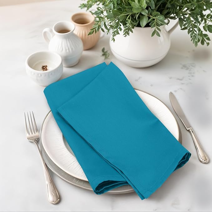 Zoyer Cloth Napkins Set of 4, 18x18 Inches Cotton Enrich Napkins Cloth ‎Washable, Soft & Durable Dinner Napkins for Parties, Wedding, Christmas, ‎Thanksgiving & Everyday Use - Teal